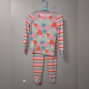 Matilda Jane multicolor hearts and stripes pajama set girls size 10 soft
